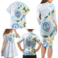 Guam Chamorro Family Matching Long Sleeve Bodycon Dress and Hawaiian Shirt Guasali Flowers Curves Style LT05 - Polynesian Pride