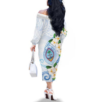 Guam Chamorro Family Matching Off The Shoulder Long Sleeve Dress and Hawaiian Shirt Guasali Flowers Curves Style LT05 - Polynesian Pride