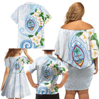 Guam Chamorro Family Matching Off Shoulder Short Dress and Hawaiian Shirt Guasali Flowers Curves Style LT05 - Polynesian Pride