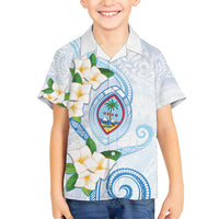 Guam Chamorro Family Matching Summer Maxi Dress and Hawaiian Shirt Guasali Flowers Curves Style LT05 Son's Shirt Blue - Polynesian Pride