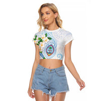 Guam Chamorro Raglan Cropped T Shirt Guasali Flowers Curves Style