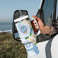 Guam Chamorro Tumbler With Handle Guasali Flowers Curves Style