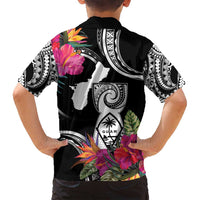 Hafa Adai Guam Family Matching Off Shoulder Short Dress and Hawaiian Shirt Polynesian Tattoo Tropical Flowers LT05 - Polynesian Pride