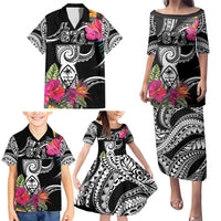 Hafa Adai Guam Family Matching Puletasi and Hawaiian Shirt Polynesian Tattoo Tropical Flowers LT05 - Polynesian Pride