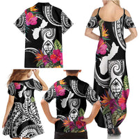 Hafa Adai Guam Family Matching Summer Maxi Dress and Hawaiian Shirt Polynesian Tattoo Tropical Flowers LT05 - Polynesian Pride