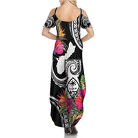 Hafa Adai Guam Family Matching Summer Maxi Dress and Hawaiian Shirt Polynesian Tattoo Tropical Flowers LT05 - Polynesian Pride