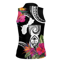 Hafa Adai Guam Women Sleeveless Polo Shirt Polynesian Tattoo Tropical Flowers LT05 - Polynesian Pride
