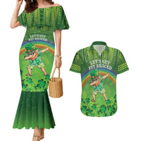 Personalised Hawaii Saint Patrick's Day Couples Matching Mermaid Dress and Hawaiian Shirt Let's Get Fit Shaced