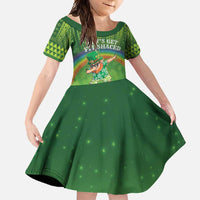 Personalised Hawaii Saint Patrick's Day Family Matching Mermaid Dress and Hawaiian Shirt Let's Get Fit Shaced LT05 Daughter's Dress Green - Polynesian Pride