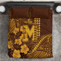 Hawaii Mililani High School Bedding Set Tribal Tattoo With Hibiscus Flowers