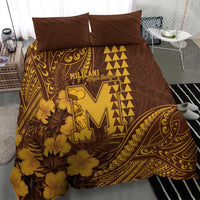 Hawaii Mililani High School Bedding Set Tribal Tattoo With Hibiscus Flowers
