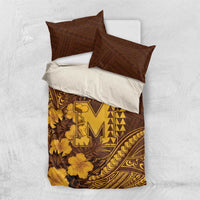 Hawaii Mililani High School Bedding Set Tribal Tattoo With Hibiscus Flowers