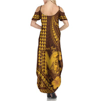 Personalised Hawaii Mililani High School Family Matching Summer Maxi Dress and Hawaiian Shirt Tribal Tattoo With Hibiscus Flowers LT05 - Polynesian Pride