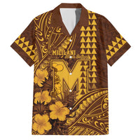 Personalised Hawaii Mililani High School Hawaiian Shirt Tribal Tattoo With Hibiscus Flowers LT05 Brown - Polynesian Pride