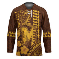 Personalised Hawaii Mililani High School Hockey Jersey Tribal Tattoo With Hibiscus Flowers LT05 Unisex Brown - Polynesian Pride