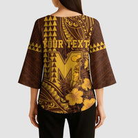 Personalised Hawaii Mililani High School Kimono Sleeve Blouse Tribal Tattoo With Hibiscus Flowers LT05 - Polynesian Pride