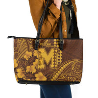 Hawaii Mililani High School Leather Tote Bag Tribal Tattoo With Hibiscus Flowers