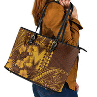 Hawaii Mililani High School Leather Tote Bag Tribal Tattoo With Hibiscus Flowers