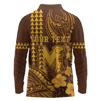 Personalised Hawaii Mililani High School Long Sleeve Polo Shirt Tribal Tattoo With Hibiscus Flowers LT05 - Polynesian Pride