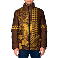 Personalised Hawaii Mililani High School Padded Jacket Tribal Tattoo With Hibiscus Flowers
