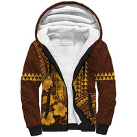 Personalised Hawaii Mililani High School Sherpa Hoodie Tribal Tattoo With Hibiscus Flowers LT05 Unisex Brown - Polynesian Pride