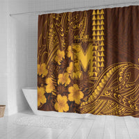 Hawaii Mililani High School Shower Curtain Tribal Tattoo With Hibiscus Flowers