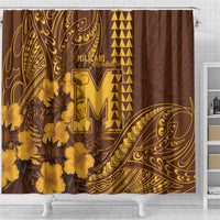 Hawaii Mililani High School Shower Curtain Tribal Tattoo With Hibiscus Flowers