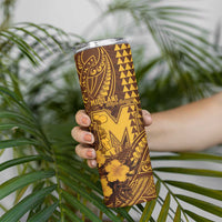 Personalised Hawaii Mililani High School Skinny Tumbler Tribal Tattoo With Hibiscus Flowers LT05 - Polynesian Pride