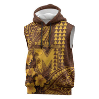 Personalised Hawaii Mililani High School Sleeveless Hoodie Tribal Tattoo With Hibiscus Flowers LT05 Brown - Polynesian Pride