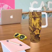 Personalised Hawaii Mililani High School Tumbler With Handle Tribal Tattoo With Hibiscus Flowers LT05 - Polynesian Pride
