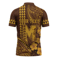 Personalised Hawaii Mililani High School Zipper Polo Shirt Tribal Tattoo With Hibiscus Flowers LT05 - Polynesian Pride