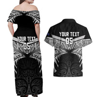 Custom New Zealand Cricket Couples Matching Off Shoulder Maxi Dress and Hawaiian Shirt Go Champions World Cup 2024 With Maori Pattern LT05 - Polynesian Pride