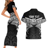 Custom New Zealand Cricket Couples Matching Short Sleeve Bodycon Dress and Hawaiian Shirt Go Champions World Cup 2024 With Maori Pattern LT05 - Polynesian Pride
