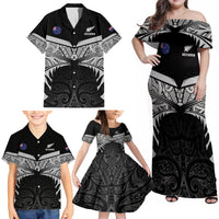 Custom New Zealand Cricket Family Matching Off Shoulder Maxi Dress and Hawaiian Shirt Go Champions World Cup 2024 With Maori Pattern LT05 - Polynesian Pride