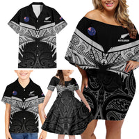 Custom New Zealand Cricket Family Matching Off Shoulder Short Dress and Hawaiian Shirt Go Champions World Cup 2024 With Maori Pattern LT05 - Polynesian Pride