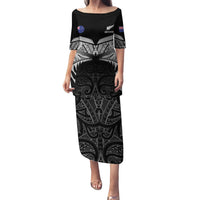 Custom New Zealand Cricket Family Matching Puletasi and Hawaiian Shirt Go Champions World Cup 2024 With Maori Pattern LT05 Mom's Dress Black - Polynesian Pride