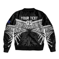 Custom New Zealand Cricket Sleeve Zip Bomber Jacket Go Champions World Cup 2024 With Maori Pattern