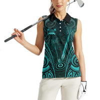 Personalised New Zealand Darts Women Sleeveless Polo Shirt Turquoise Dart Board Maori Pattern LT05 - Polynesian Pride