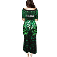 Personalised New Zealand Darts Family Matching Puletasi and Hawaiian Shirt Green Dart Board Maori Pattern LT05 - Polynesian Pride
