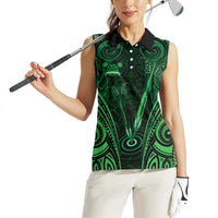 Personalised New Zealand Darts Women Sleeveless Polo Shirt Green Dart Board Maori Pattern LT05 - Polynesian Pride