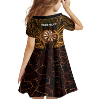 Personalised New Zealand Darts Family Matching Tank Maxi Dress and Hawaiian Shirt Gold Dart Board Maori Pattern LT05 - Polynesian Pride