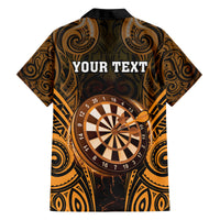 Personalised New Zealand Darts Family Matching Tank Maxi Dress and Hawaiian Shirt Gold Dart Board Maori Pattern LT05 - Polynesian Pride
