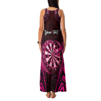 Personalised New Zealand Darts Family Matching Tank Maxi Dress and Hawaiian Shirt Pink Dart Board Maori Pattern LT05 - Polynesian Pride