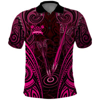 Personalised New Zealand Darts Polo Shirt Pink Dart Board Maori Pattern
