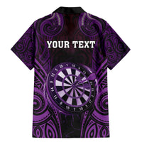 Personalised New Zealand Darts Family Matching Mermaid Dress and Hawaiian Shirt Purple Dart Board Maori Pattern LT05 - Polynesian Pride