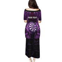 Personalised New Zealand Darts Family Matching Puletasi and Hawaiian Shirt Purple Dart Board Maori Pattern LT05 - Polynesian Pride