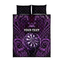 Personalised New Zealand Darts Quilt Bed Set Purple Dart Board Maori Pattern