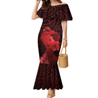 Aotearoa Mana Wahine Family Matching Mermaid Dress and Hawaiian Shirt The Spiritual Power Of Women LT05 Mom's Dress Red - Polynesian Pride