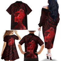 Aotearoa Mana Wahine Family Matching Off The Shoulder Long Sleeve Dress and Hawaiian Shirt The Spiritual Power Of Women LT05 - Polynesian Pride