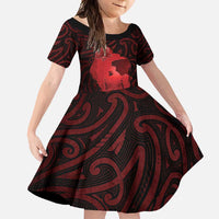 Aotearoa Mana Wahine Family Matching Off Shoulder Maxi Dress and Hawaiian Shirt The Spiritual Power Of Women LT05 Daughter's Dress Red - Polynesian Pride